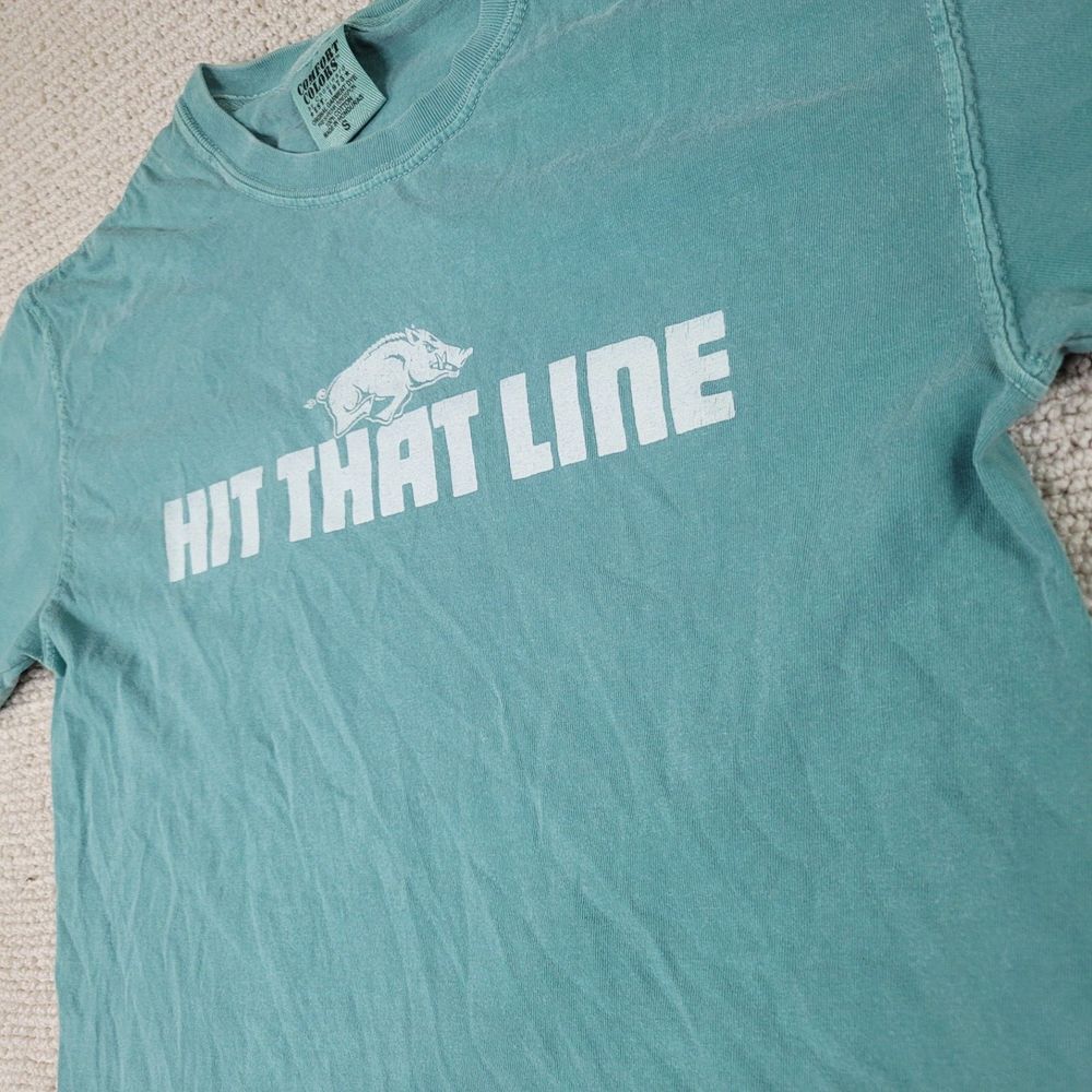 Arkansas Razorbacks Shirt Adult Small Blue Hit That Line Crew Neck Short Sleeve - Picture 2 of 8